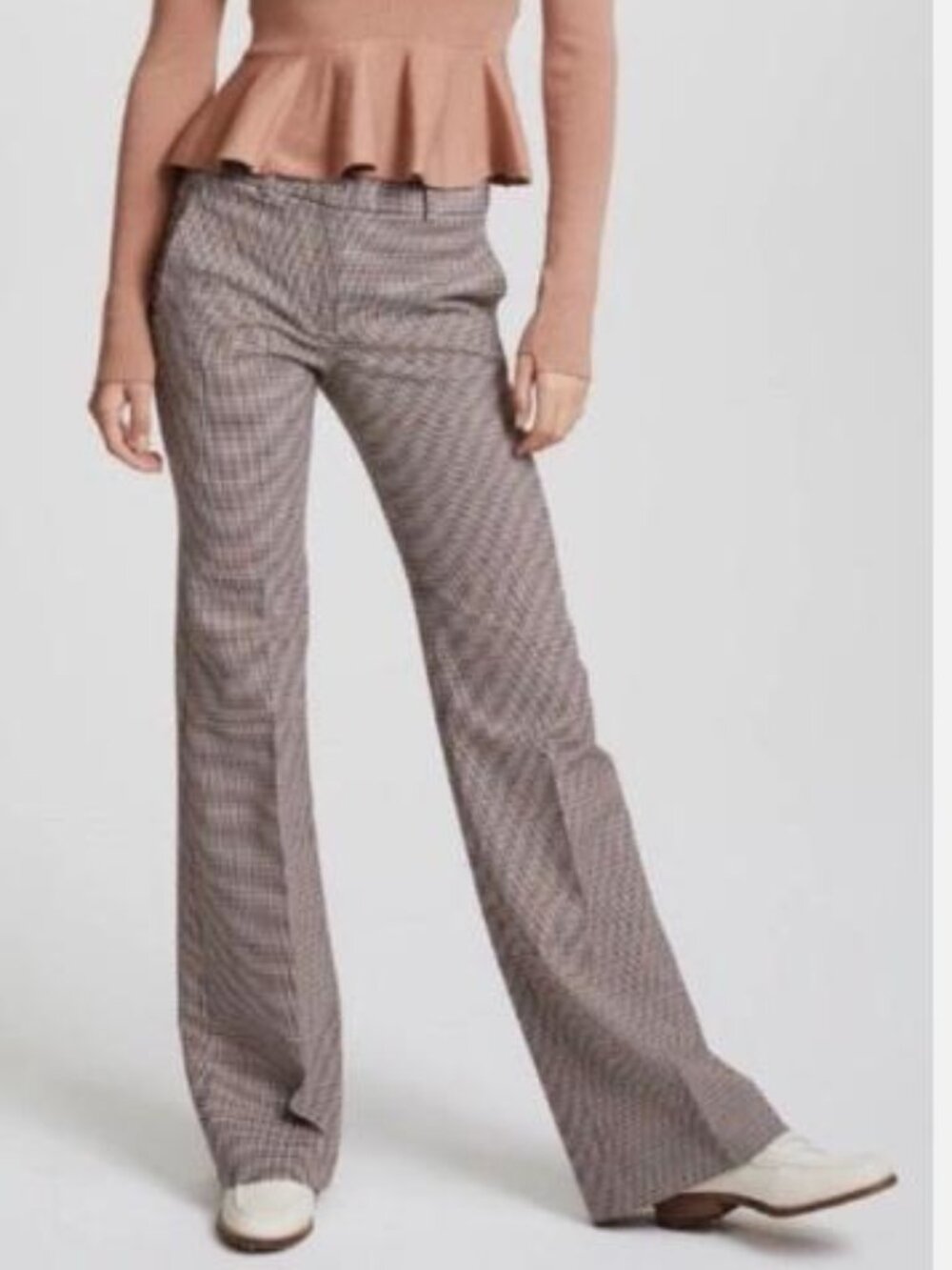 Like New Theory Midrise Wool Blend Crop Pants Portland Houndstooth 0 XS